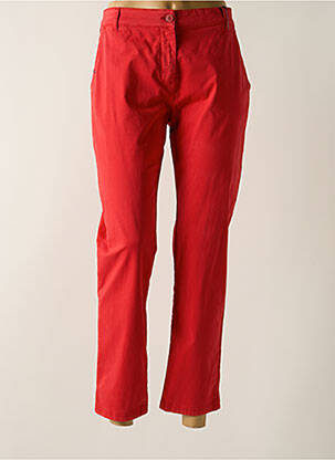 Pantalon chino tissage popeline taille normale rouge DELAHAYE femme