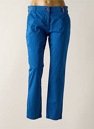 Pantalon chino tissage popeline taille normale bleu DELAHAYE femme
