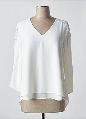 Blouse légère et transparente manches 3/4 blanc FUEGO WOMAN femme