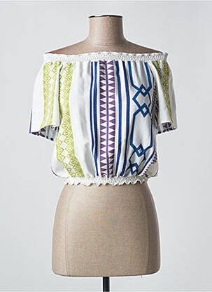 Blouse tissage crêpe manches courtes bleu VALERIE KHALFON femme