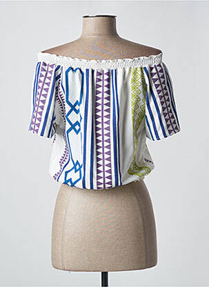 Blouse tissage crêpe manches courtes bleu VALERIE KHALFON femme