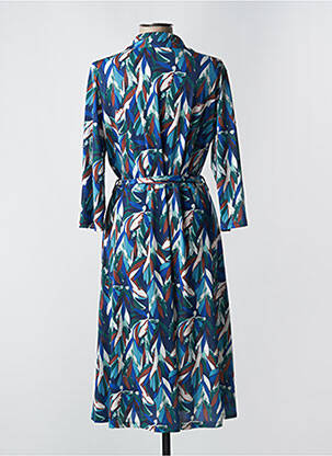 Robe mi-longue imprimé fantaisie manches longues bleu DIANE LAURY femme
