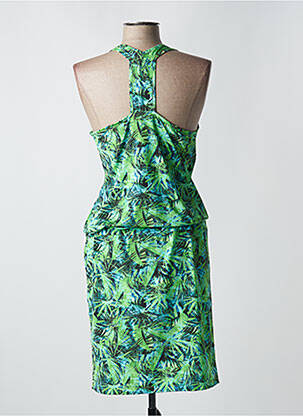 Robe mi-longue col rond fines bretelles vert HBT femme