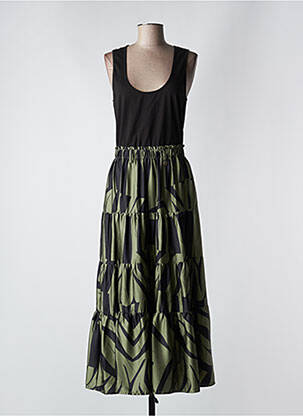 Robe longue imprimé fantaisie sans manche vert LOLA CASADEMUNT femme