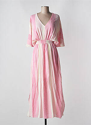 Robe longue coupe évasée manches 3/4 rose VALERIE KHALFON femme
