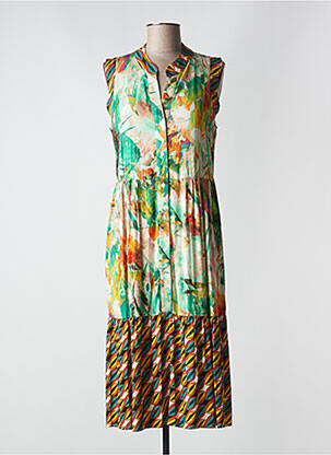 Robe mi-longue imprimé fantaisie sans manche vert REVER MILE femme