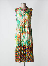 Robe mi-longue imprimé fantaisie sans manche vert REVER MILE femme