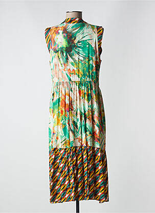 Robe mi-longue imprimé fantaisie sans manche vert REVER MILE femme