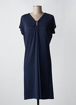 Robe mi-longue coupe fluide manches courtes bleu TINTA femme