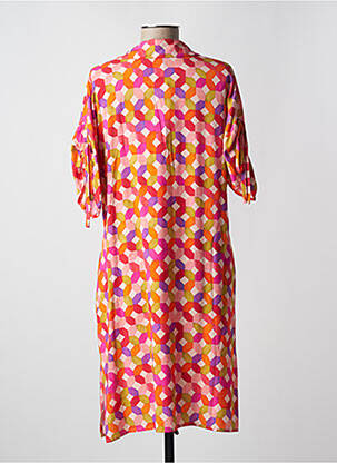 Robe mi-longue coupe fluide manches courtes rose REVER MILE femme