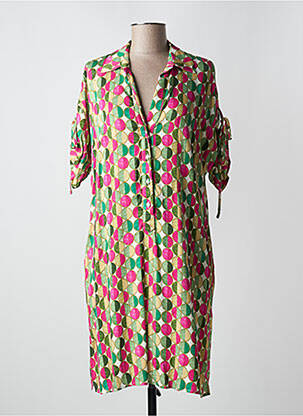 Robe mi-longue coupe fluide manches courtes vert REVER MILE femme