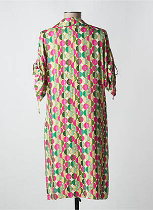 Robe mi-longue coupe fluide manches courtes vert REVER MILE femme