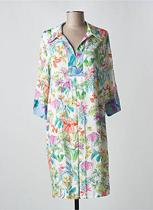Robe mi-longue coupe fluide manches 3/4 blanc REVER MILE femme
