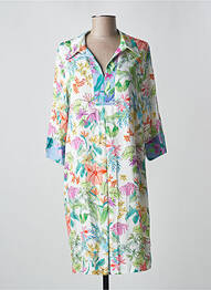 Robe mi-longue coupe fluide manches 3/4 blanc REVER MILE femme