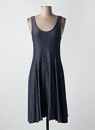 Robe mi-longue coupe évasée sans manche bleu NATURAL STB femme