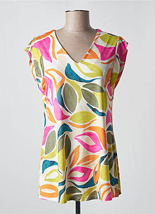 Top imprimé fantaisie manches courtes vert REVER MILE femme