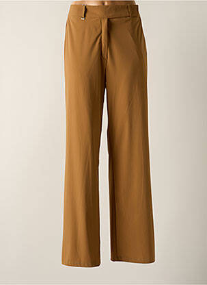 Pantalon large tissage crêpe taille haute marron HBT femme