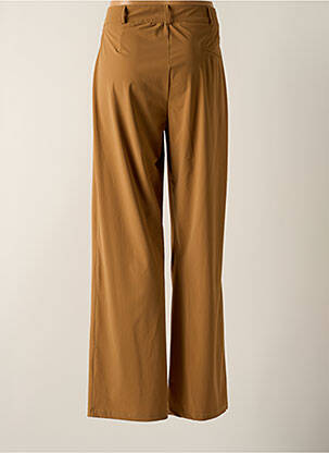 Pantalon large tissage crêpe taille haute marron HBT femme
