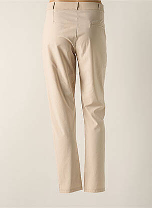 Pantalon chino fermeture zippée sous rabat boutonné taille normale beige HBT femme