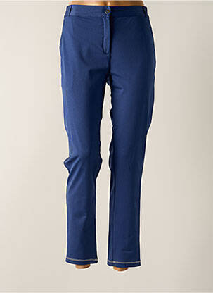 Pantalon chino broderie galons latéraux taille normale bleu HBT femme