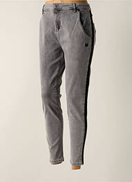 Jeans coupe slim stretch taille haute gris HBT femme