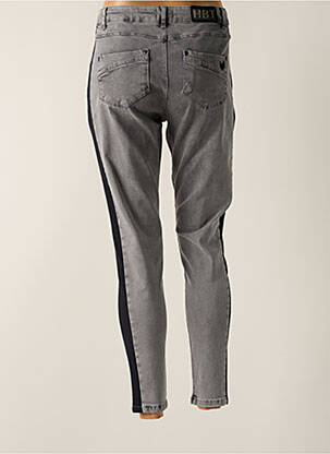 Jeans coupe slim stretch taille haute gris HBT femme