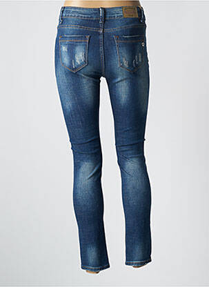 Jeans coupe slim effet usé délavé taille normale bleu PLACE DU JOUR femme