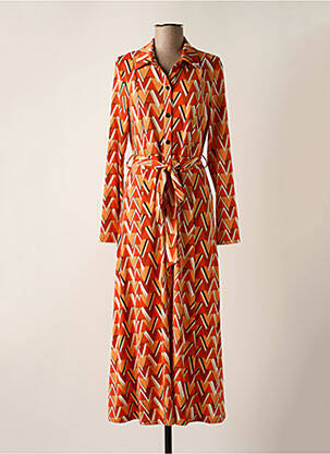 Robe longue coupe évasée manches longues orange BY SWAN femme