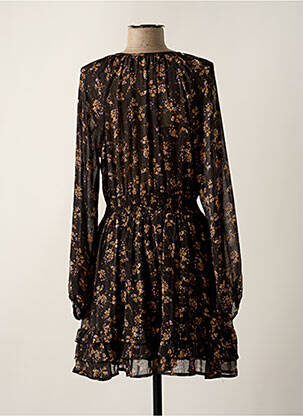 Robe mi-longue imprimé fleurs manches longues noir PEACE N'LOVE femme