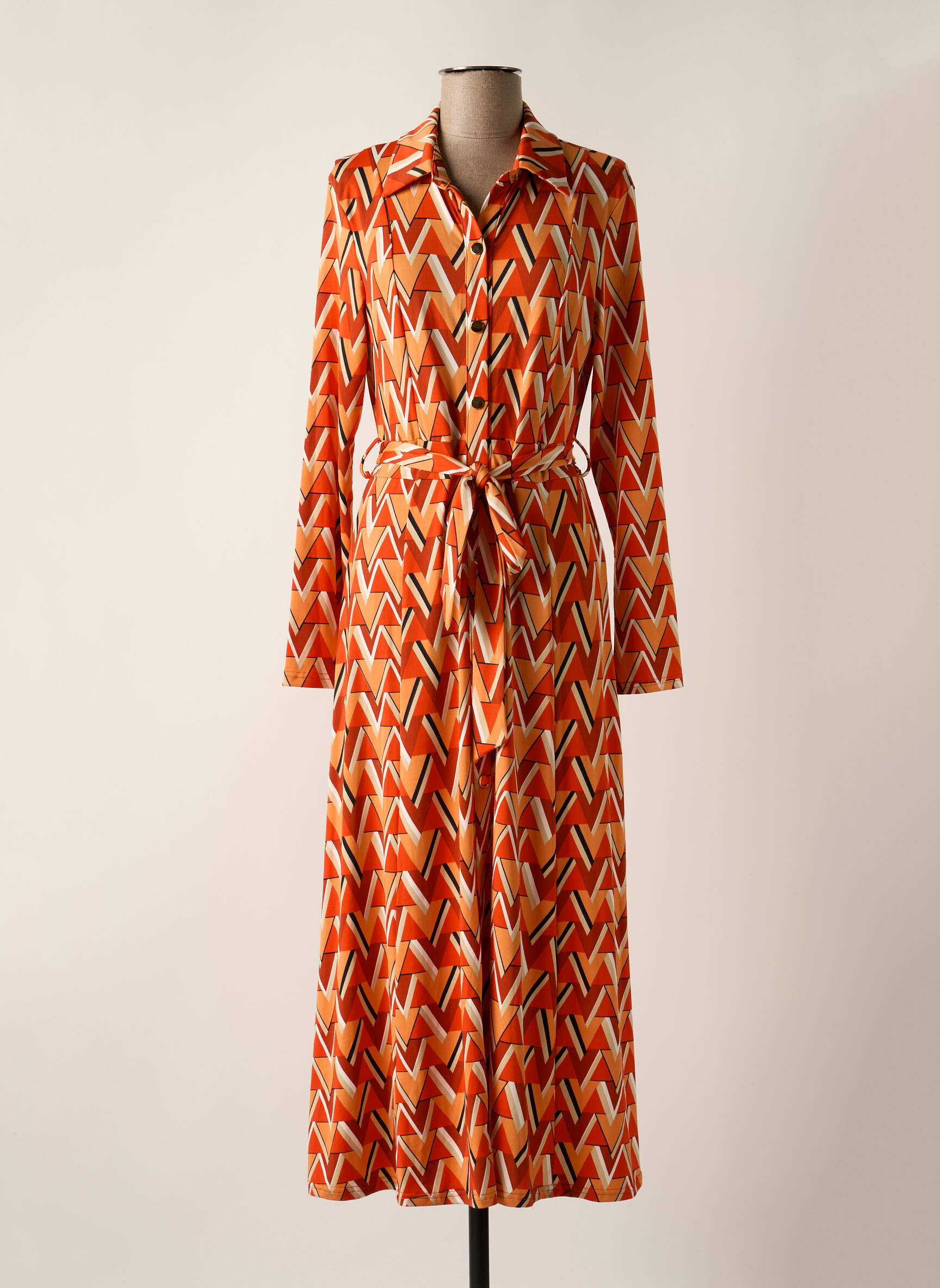 Robe longue manches longues manches longues orange BY SWAN femme