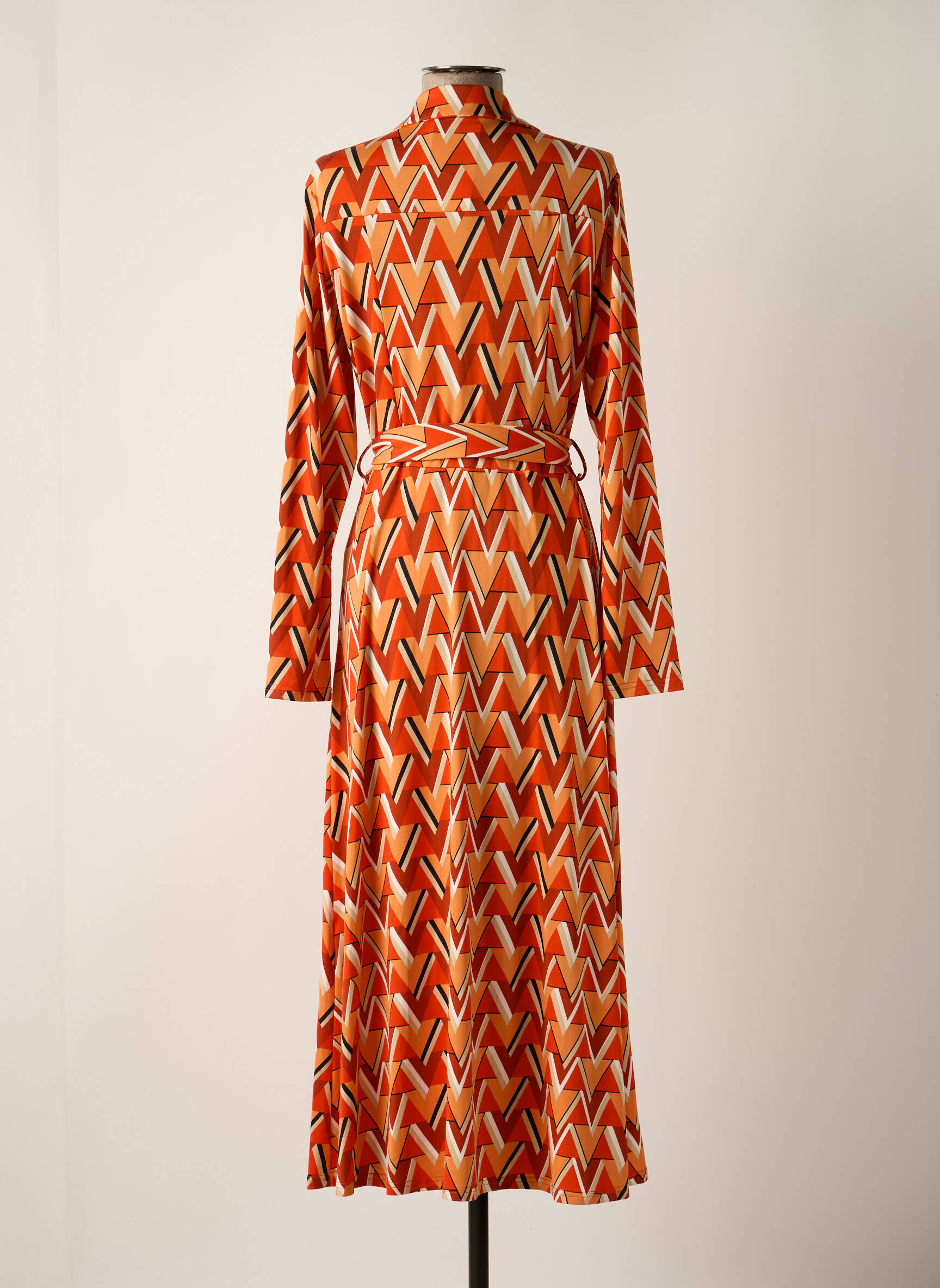 Robe longue manches longues manches longues orange BY SWAN femme