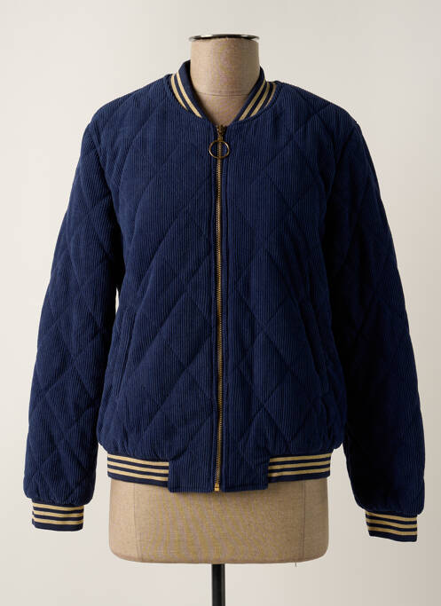 Blouson col v bleu ONADO femme