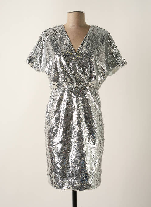 Robe mi-longue argent EXQUISS'S pour femme