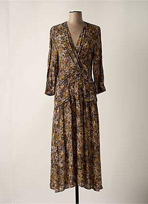 Robe longue imprimé fantaisie manches longues marron IRO femme