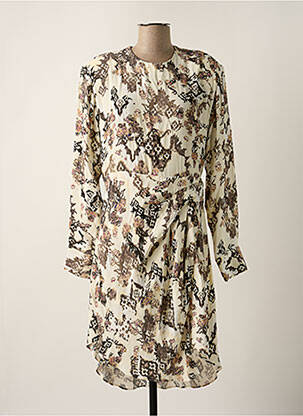 Robe mi-longue imprimé fleurs manches longues beige IRO femme