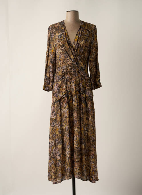 Robe longue imprimé fantaisie manches longues marron IRO femme