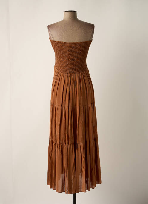 Robe mi-longue tissage crêpe sans manche marron PINKO femme