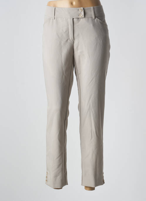 Pantalon 7/8 tissage popeline taille basse beige QUATRE VINGT JOURS femme