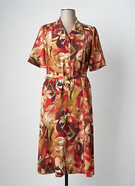 Robe mi-longue imprimé fleurs manches courtes orange FRANCOISE DE FRANCE femme