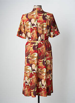 Robe mi-longue imprimé fleurs manches courtes orange FRANCOISE DE FRANCE femme