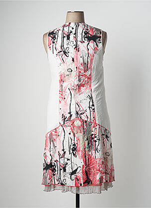 Robe mi-longue imprimé fleurs sans manche rouge GUY DUBOUIS femme