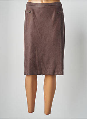 Jupe mi-longue coupe droite marron GUY DUBOUIS femme