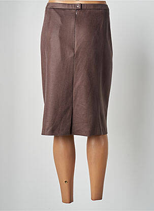 Jupe mi-longue coupe droite marron GUY DUBOUIS femme