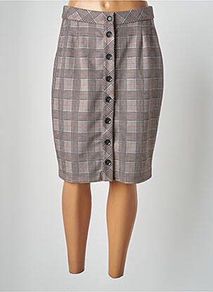 Jupe mi-longue stretch marron MERI & ESCA femme