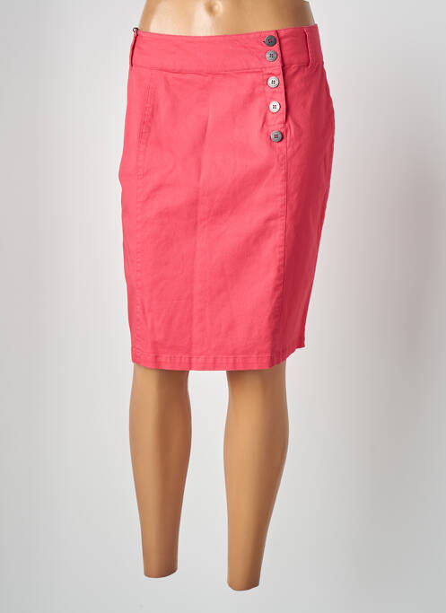Jupe mi-longue coupe droite rose THALASSA femme