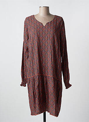 Robe mi-longue manches longues manches longues marron THALASSA femme