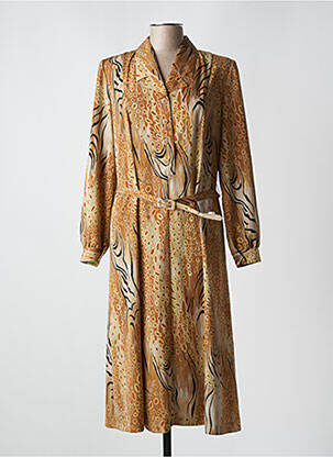 Robe mi-longue manches longues manches longues marron FRANCOISE DE FRANCE femme