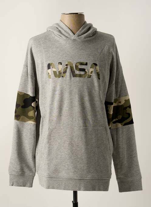 Sweat-shirt à capuche gris NASA pour homme