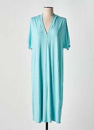 Robe mi-longue coupe fluide manches courtes bleu CISO femme