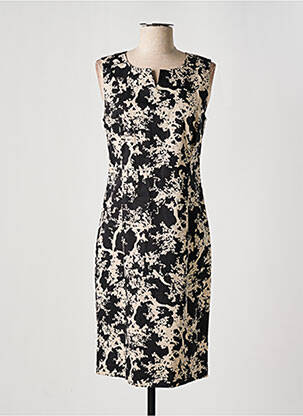 Robe mi-longue imprimé fantaisie sans manche noir SIGNATURE femme